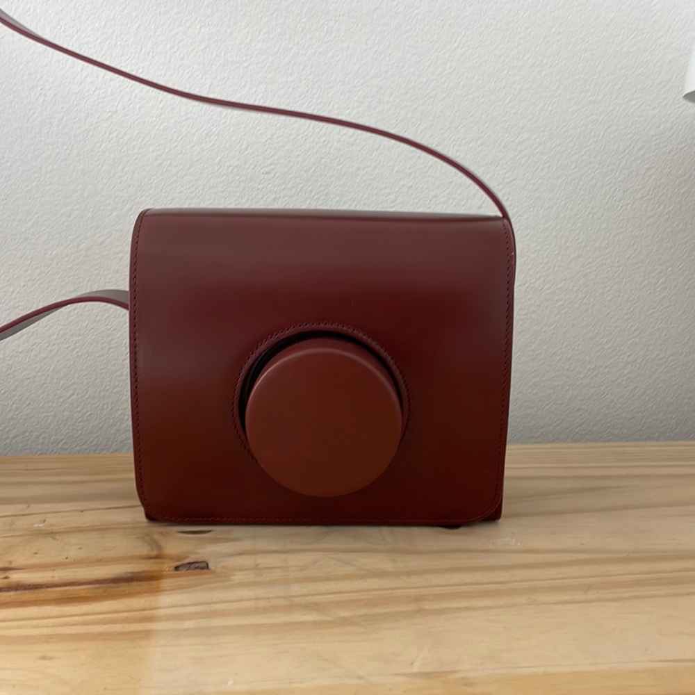 lemaire camera bag in dark red